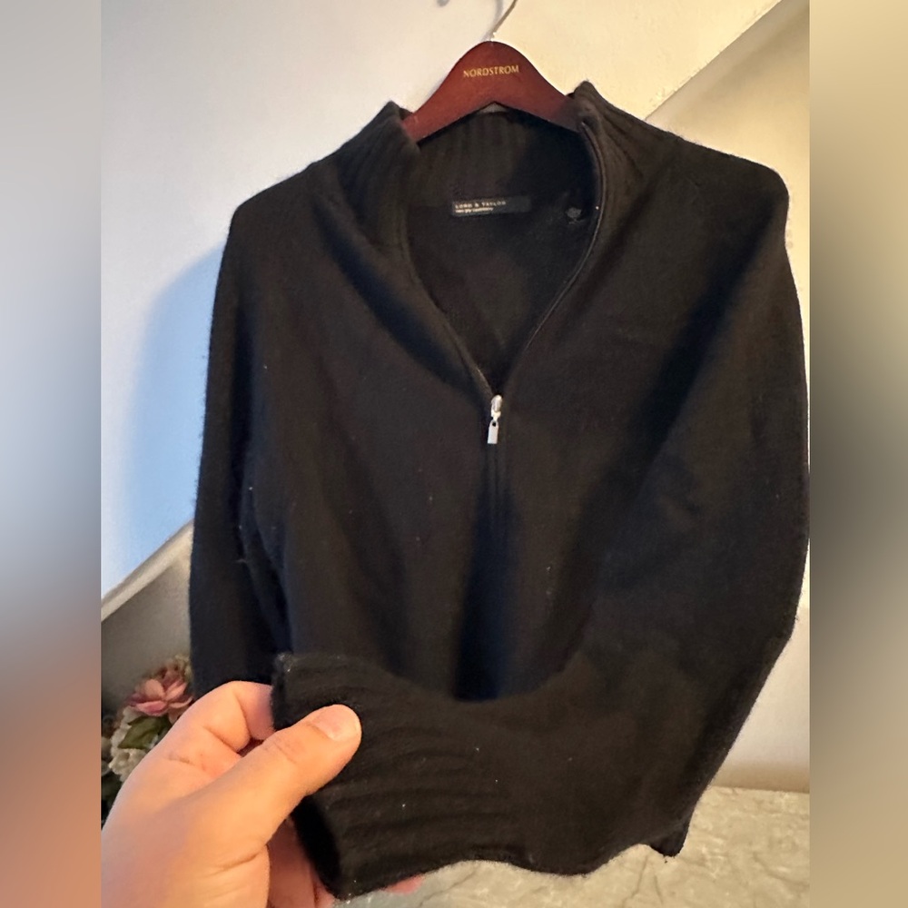 109% Cashmere Lord + Taylor Black full Zip Women's Sweater coat